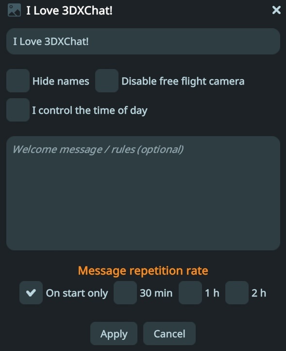 3dxchat finally adds welcome room message after all these years, nice